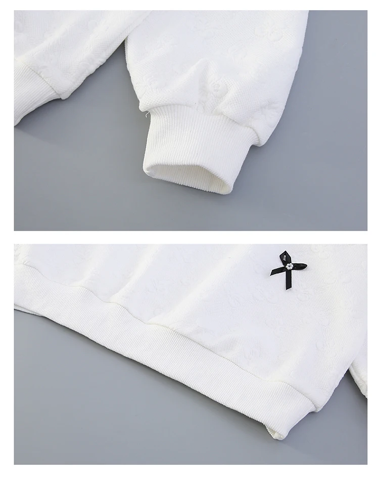 Lässiges Sweatshirt mit Peter-Pan-Kragen und Schleifen für Mädchen, neue Frühlingskollektion, atmungsaktive Kleidung, modisches Oberteil mit langen Ärmeln für Teenager und Kinder. – Detail 10
