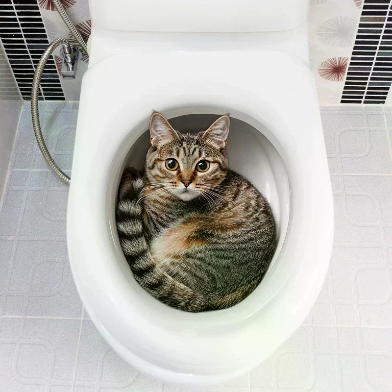 Stiker Toilet Kucing Lucu 3D, - Jet Home Bathroom Accessories ulasan dan harga
