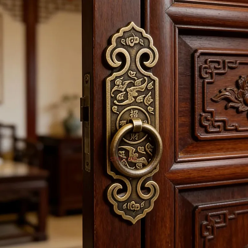 2PC Retro Style Cabinet Door Handles Exquisite Brass Drawer Handles Furniture Hardware Wardrobe Installation Pulls with Screws