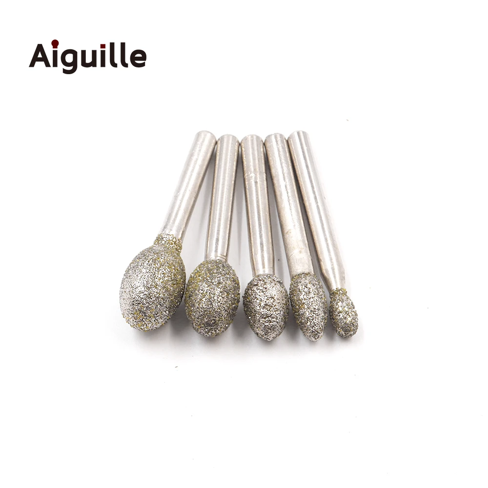 

1pcs 60# Diamond Grinding Point Shank 6mm Stone Jade Diamond Grinding Burr Peeling Grinding Point for stone Working