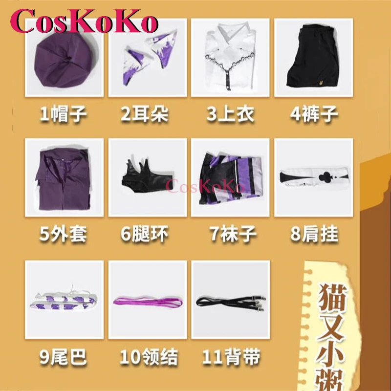 Coskoo-Nekomata Okayu Anime Cosplay Costume, Linda Doce Uniforme, Conjunto completo, Festa de Halloween, Role Play Vestuário, VTuber, XS-XXL