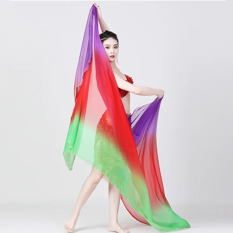 Belly Dance Gradient Color Scarf Opening Dance Colorful Hand Throwing Dance Cloth Performance Accessories Performance Scarf
