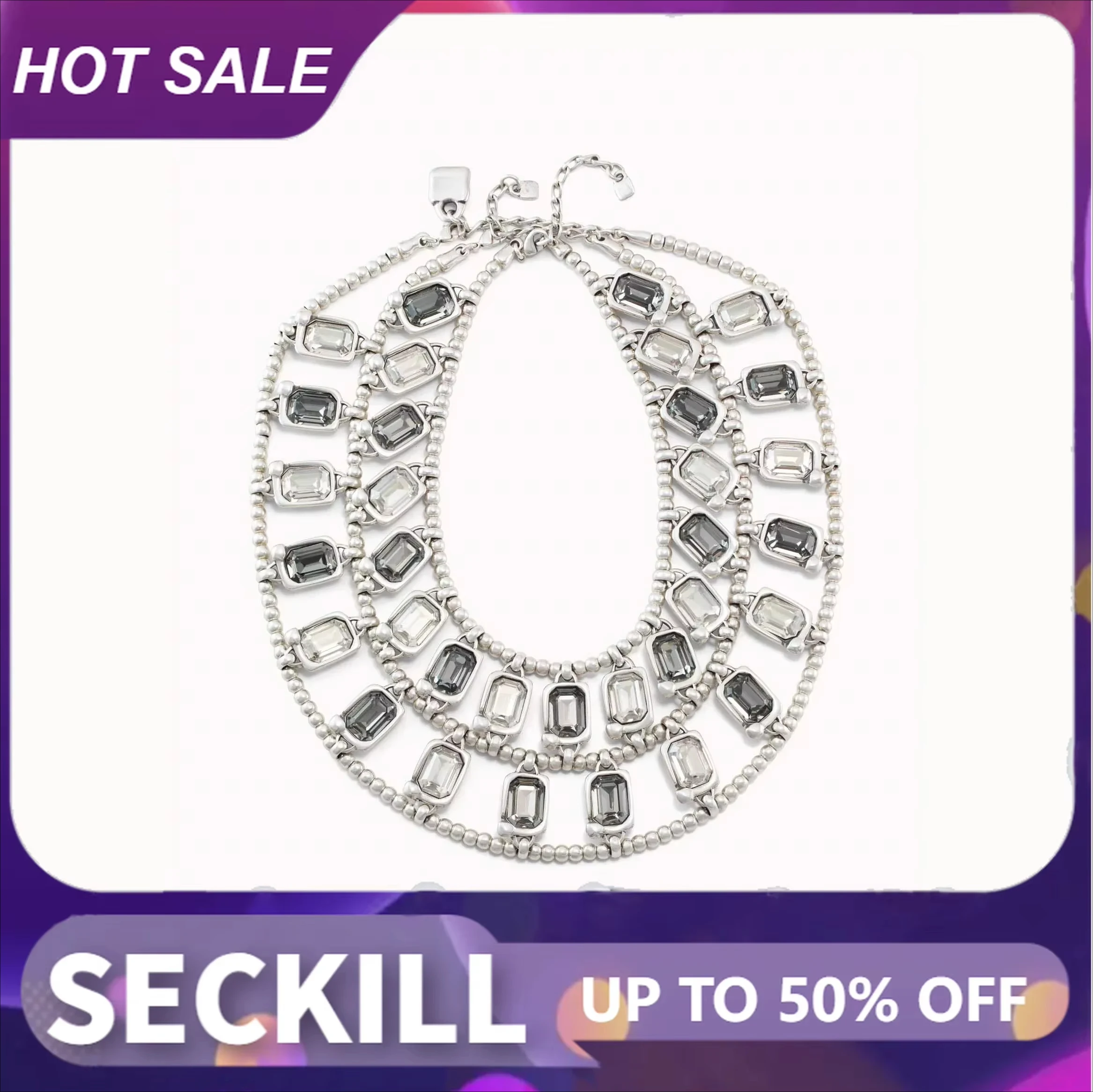 Ahauno-女性のための二重層ネックレス,オリジナルの高級ジュエリー,グレーと白のクリスタル,高品質のギフト,新製品,スペインのファッション,2025