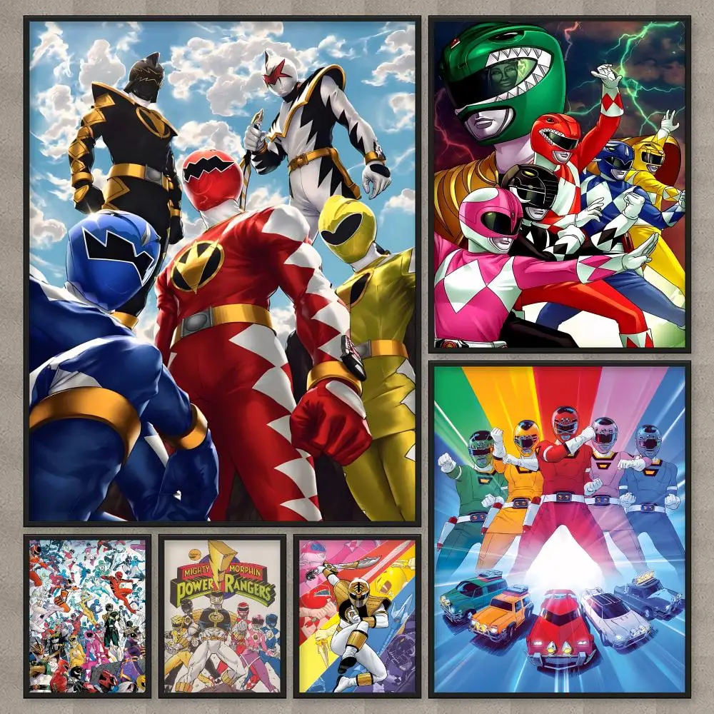 Póster de M-Mighty Morphin Power Rangers, arte de pared en HD, decoración del hogar, impresión impermeable, dormitorio, garaje, regalo de fiesta