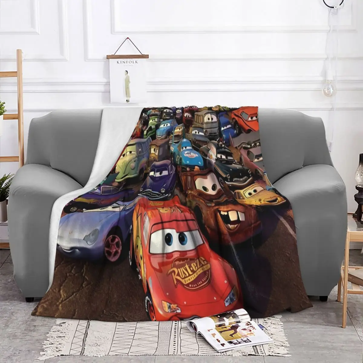 Cars Hometown Lightning McQueen Blanket Flannel Summer Portable Lightweight Thin Throw Blanket for Sofa Bedroom Bedspreads