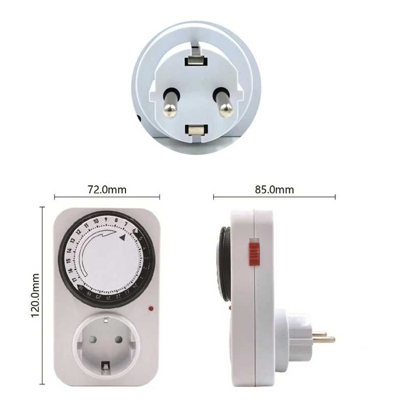 EU Plug Timing Socket 24-hours Cycle Mechanical Timer Electricity Consumption Meter Automatic Shutdown with Overload Protection