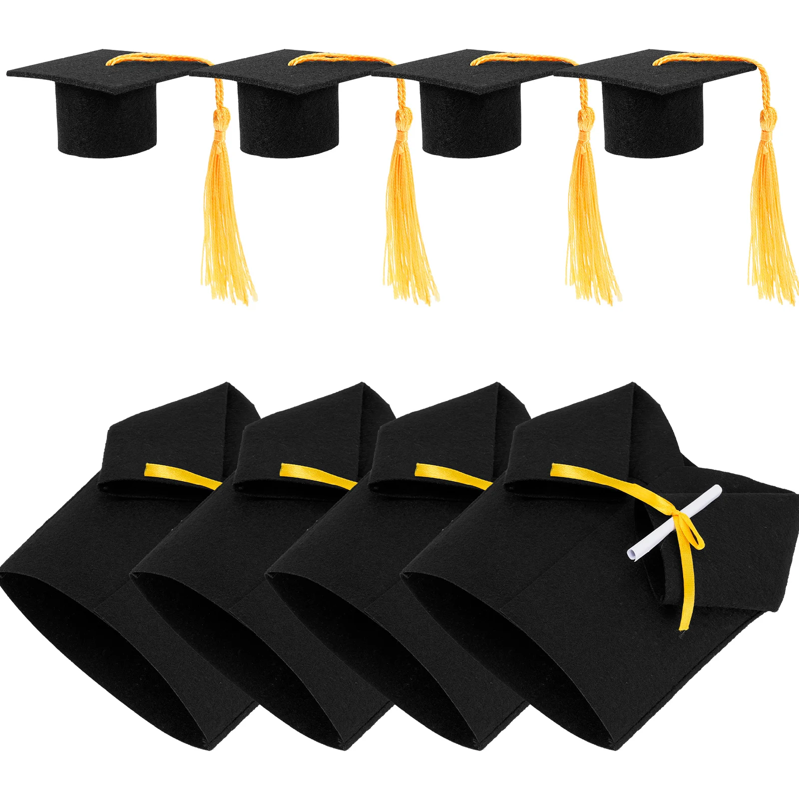 

4Sets GraduationCapDecorations MiniDoctorHatBottleCovers WineBlackPartyFavors ClassicCreativeReusableStoppers GlassBarTools