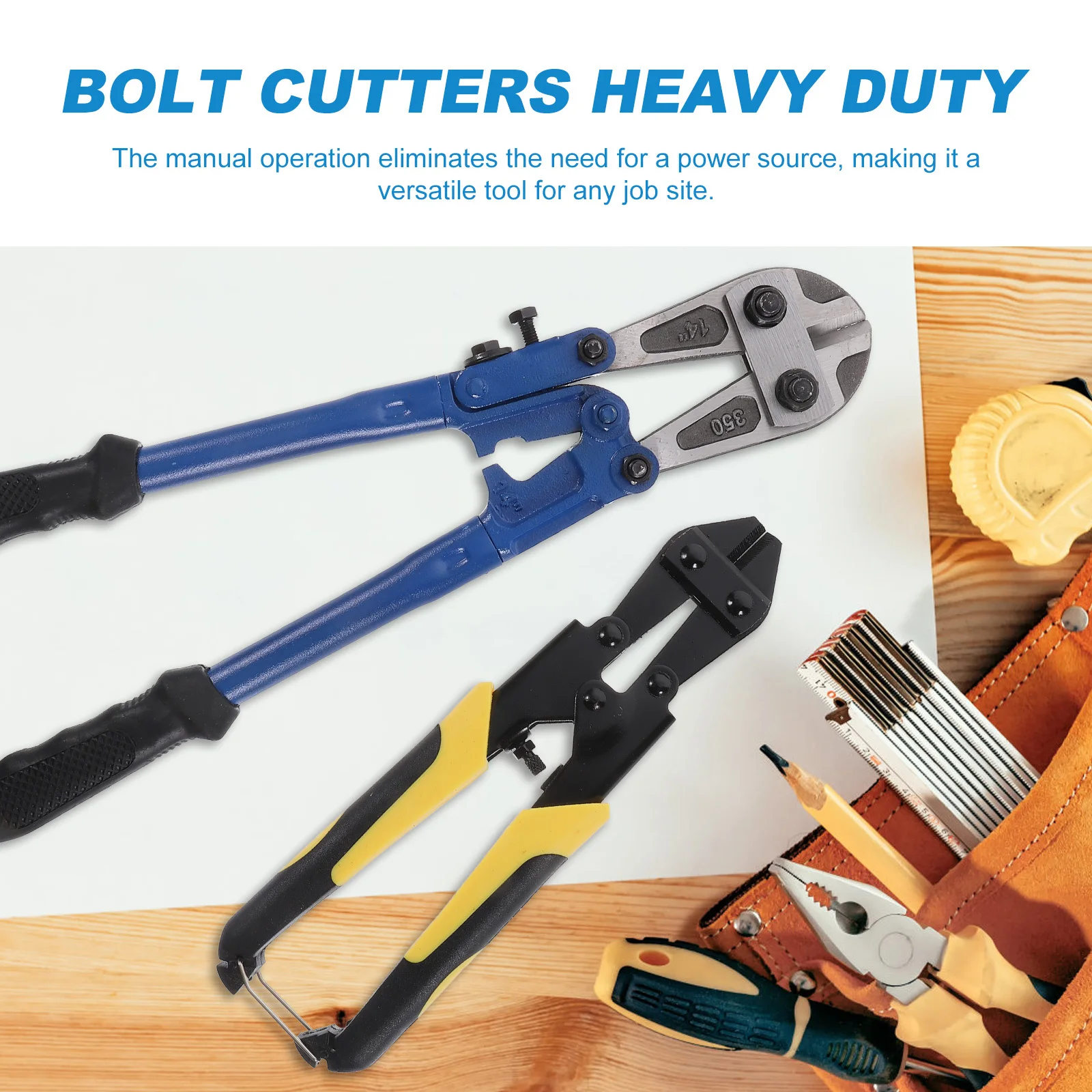 2Pcs Bolt Cutter 8 Inch 14 Inch Heavy Duty Steel and Rubber Cable Cutter for Wire Chain Link Fence Cutting Ergonomic Design