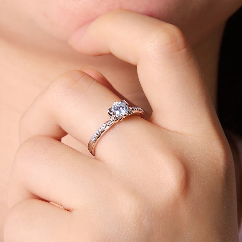 

Кольцо для помолвки с дизайном букета, бриллиант 0.5 карата, выращенный в лаборатории, с сертификатом, основа из серебра 925 пробы, высококачественное кольцо для предложения руки и сердца.