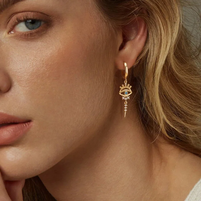 New Fashion Exaggerating Style Earrings Set with Zircon Devil's Eye Pendant Earrings Women's Festival Party Jewelry Accessories image 4