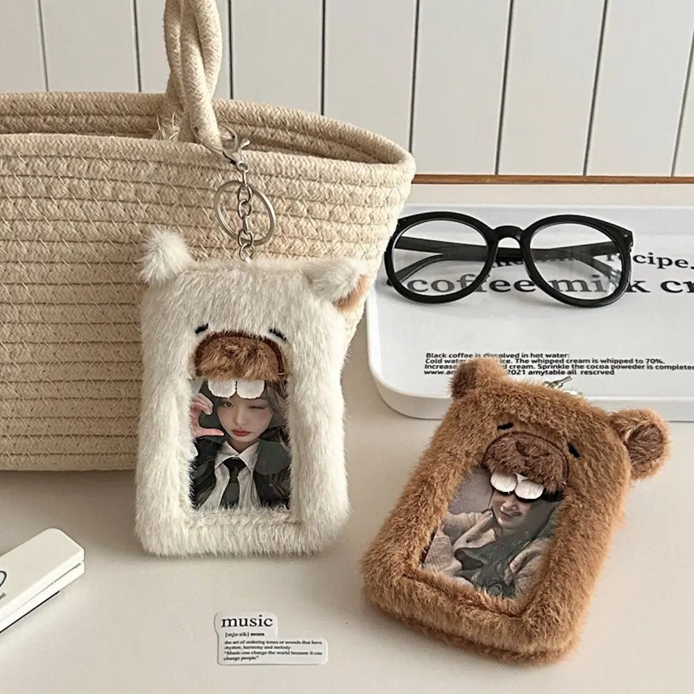 

Cartoon Photocard Holder Cute Card Bag Animal Plush Photocard Holder Protective Case Bag Pendant Bus Card Holder Lady