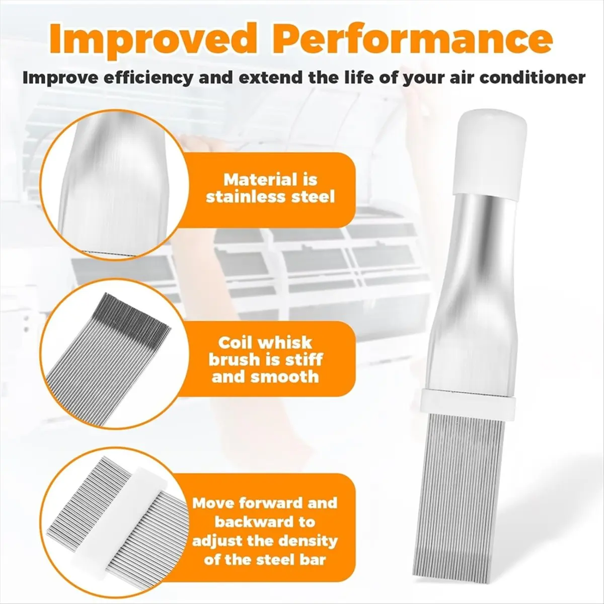 6 Pcs AC Coil Cleaner Brush, Double Sided Air Conditioner Condenser Fin Cleaning Brush for Home Fridge