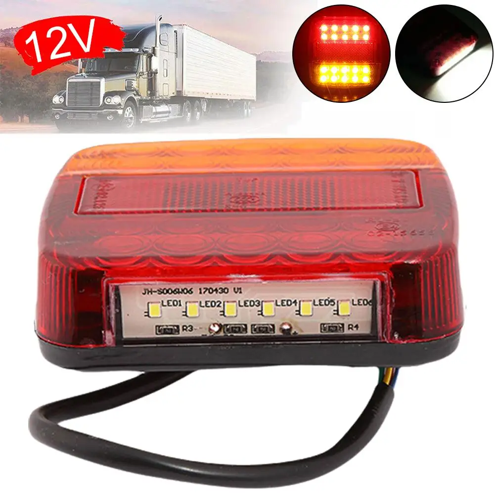 Waterproof Square Trailer Lights Kit Red Brake Stop Reverse Running License LED Stop Tail Brake Rear Lamp Lamp Light I2Q8