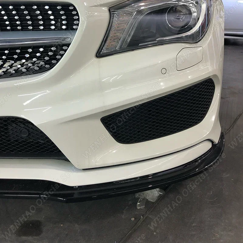 For Mercedes Benz CLA Class C117 CLA200 250 CLA45 AMG 2013-2015 Pre-Facelift 3Pcs Car Front Bumper Lip Deflector Body Kit Tuning