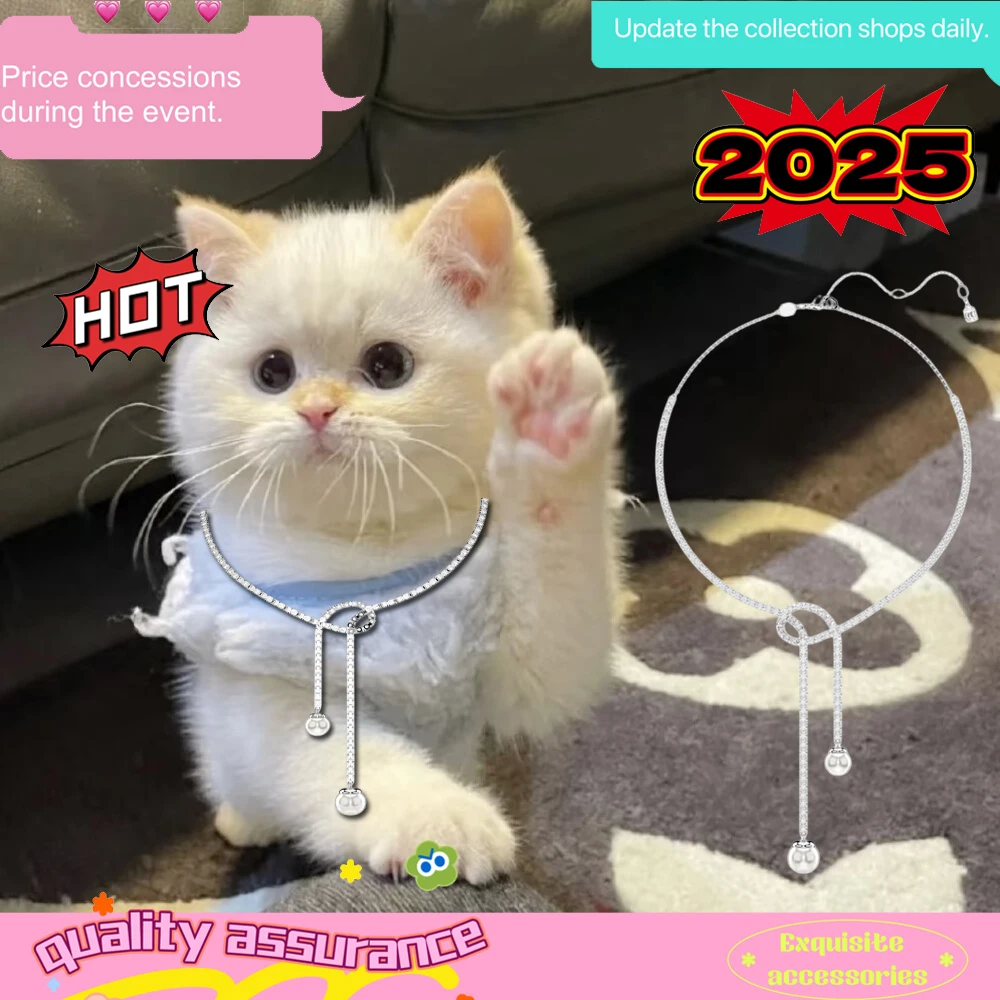 

New white imitation pearl tassel design necklace, high-quality and versatile women's jewelry cat accessories