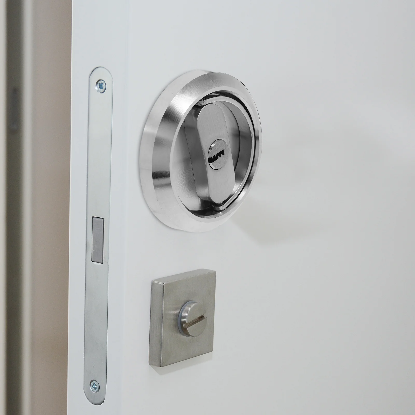 

Invisible Door Lock Stainless Steel Universal Concealed Mechanism for Home Office Bedroom Bathroom Smooth Round Handle Secure