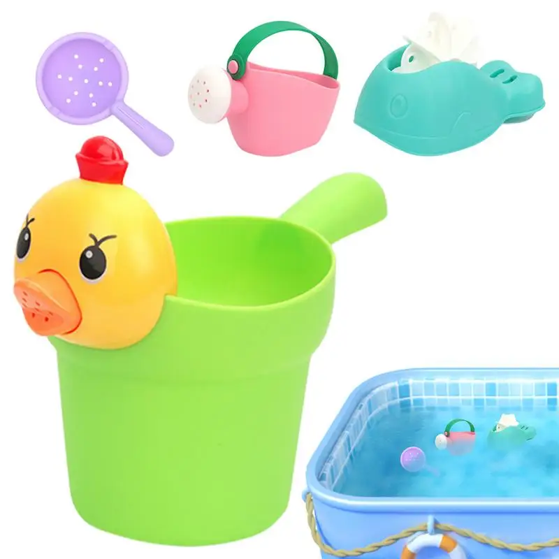 

Bath Toys 4PCS Beach Sand Toys Silicone Shampoo Cup Silicone Colander Whale Water Wheel Watering Can Summer Beach Play Toys