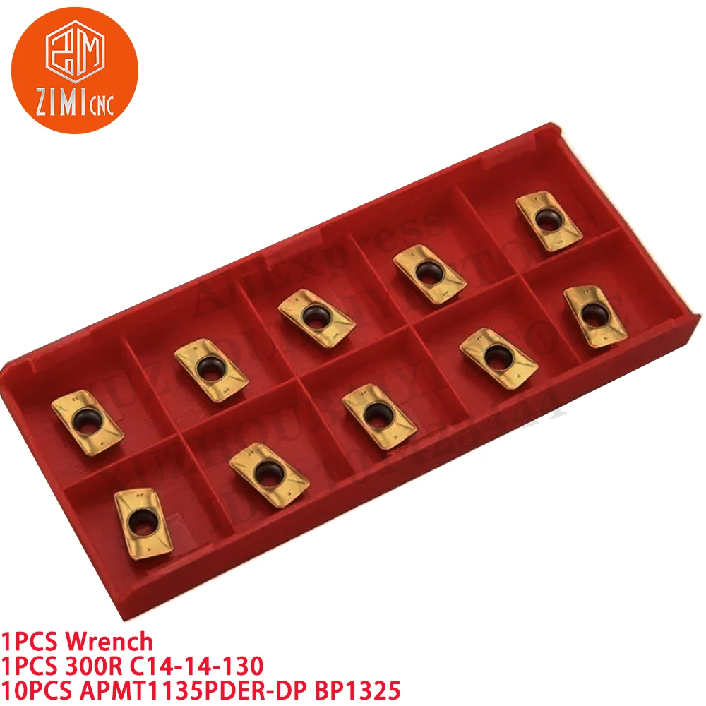 1PCS 300R C14-14 14mm 선반 터닝 툴 홀더 바 + 10pcs APMT1135PDER 카바이드 인서트 CNC 금속 선반 기계 절삭 공구