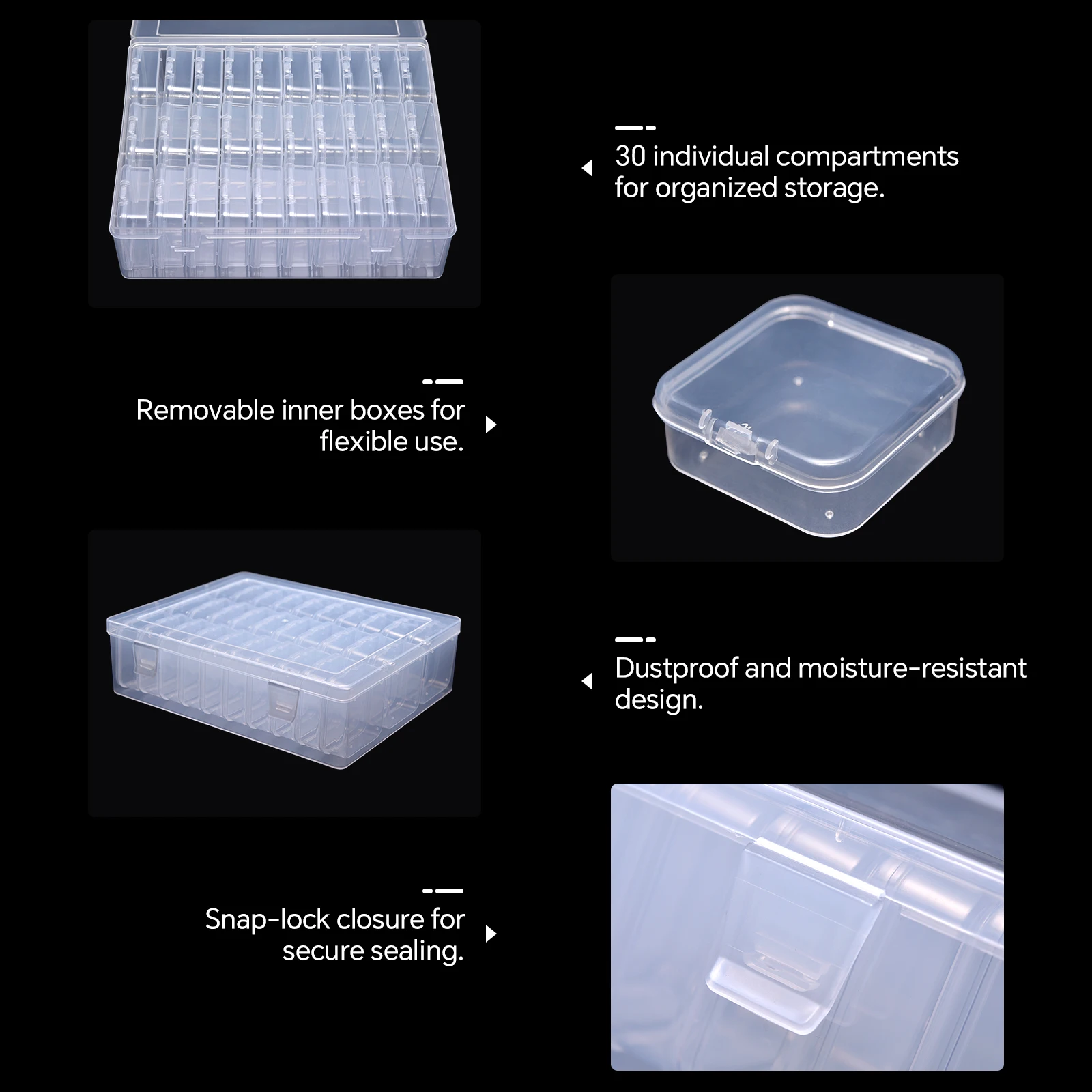 14/20/30/45グリッドプラスチック収納ボックス透明コンテナケースネイルアート収納ボックス個別防塵ジュエリー収納ボックス