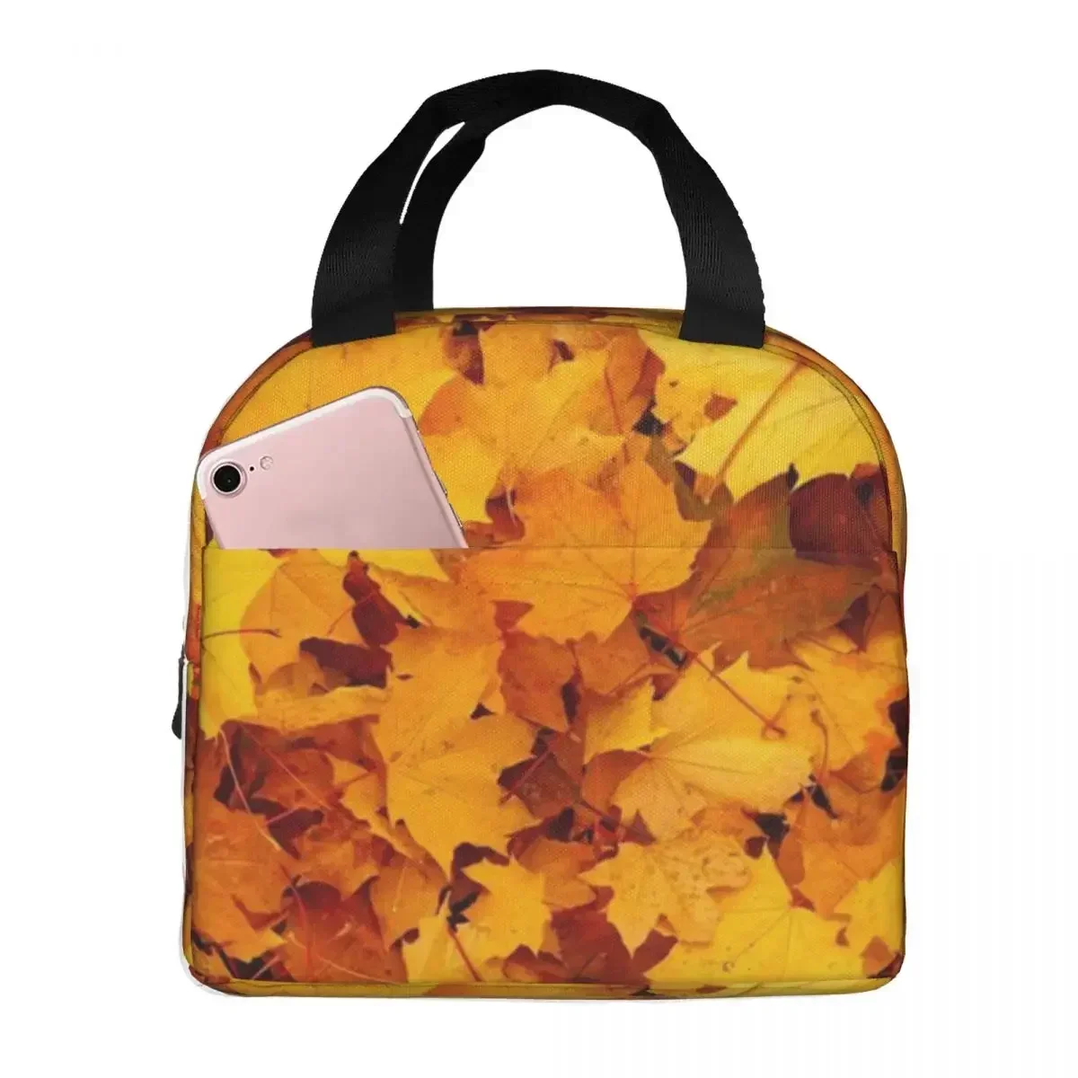 Autumn Leaves Insulated Lunch Bags Leakproof Picnic Bags Thermal Cooler Lunch Box Lunch Tote for Woman Work Children School