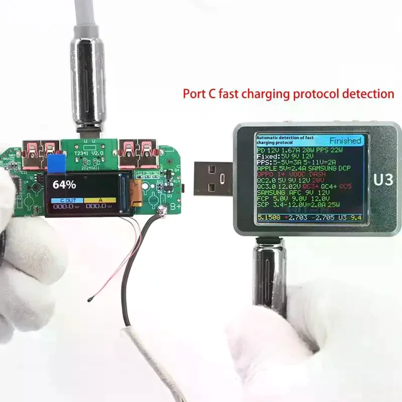 1Pcs Bidirectional Fast Charger Converter Mobile Power Module DIY Power Motherboard With Display Type-c USB 22.5W