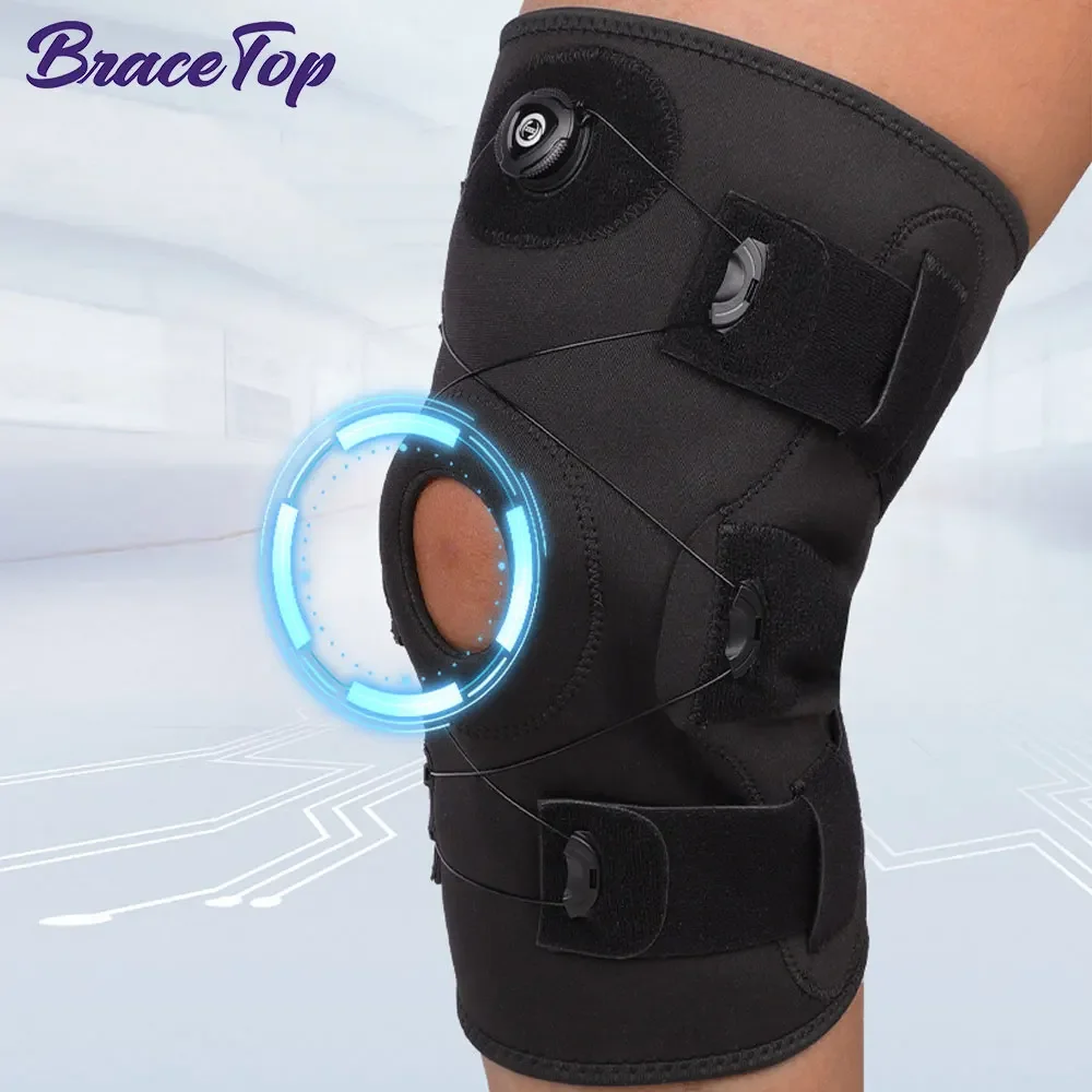 Hinged Knee Brace - Relieves ACL, MCL,Meniscus Tear,Arthritis, Tendon Pain, Open Patella Design with Dual Metal Side Stabilizers