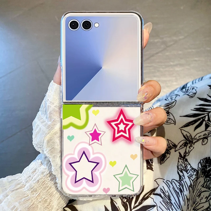 Cartoon Kreative Muster Telefon Fall Für Samsung Galaxy Z Flip7 FE Flip6 Flip5 Klare Klapp Abdeckung Für Samsung Z Flip 3 4 5 6 7