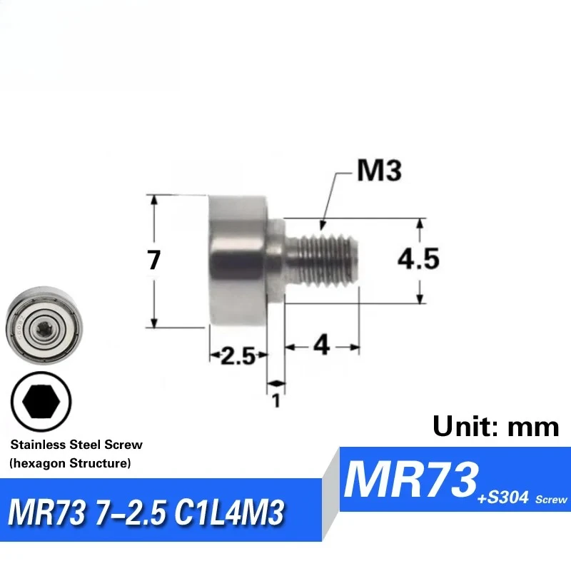 M3 Stainless Steel Screw External Thread Bearing with Screw Guide Wheel