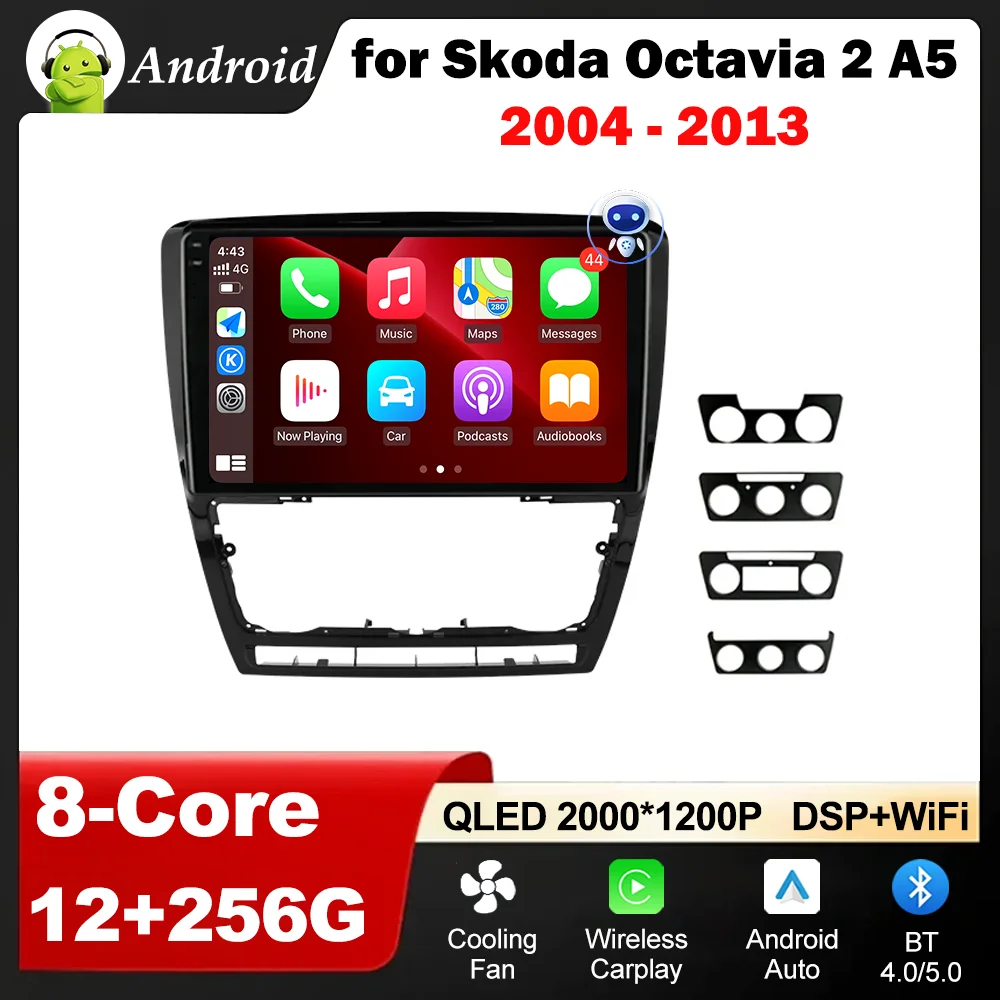 

10 '' for Skoda Octavia 2 A5 2004 - 2013 Car Audio Player Android Intelligent System Wireless Carplay Autoradio IPS DSP Stereo