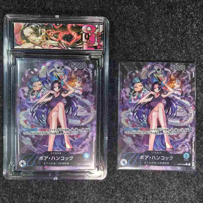 DIY OPCG ONE PIECE Anime Peripheral Hancock Character Flash Card 10 Score Rating Card Boy Hobby Toy Birthday Gift