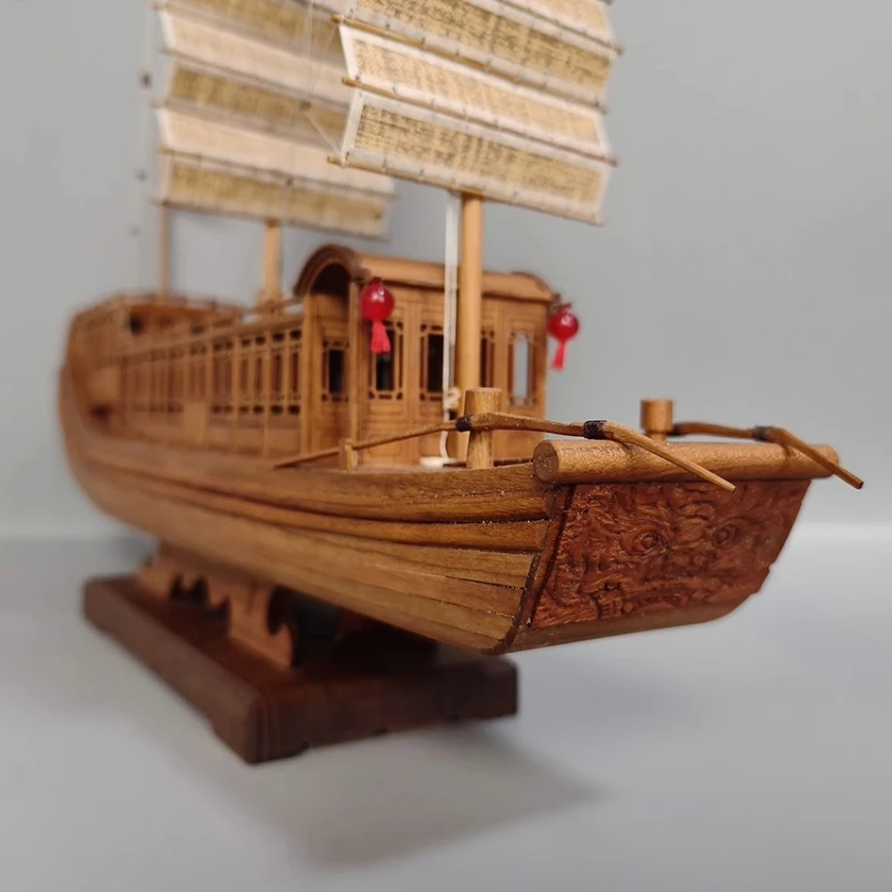 1:40 Chinese Sailboat Model KIT Edition Sakura Wood Chinese Official Boat Set High Precision Collectible Wooden Boat Model Toys