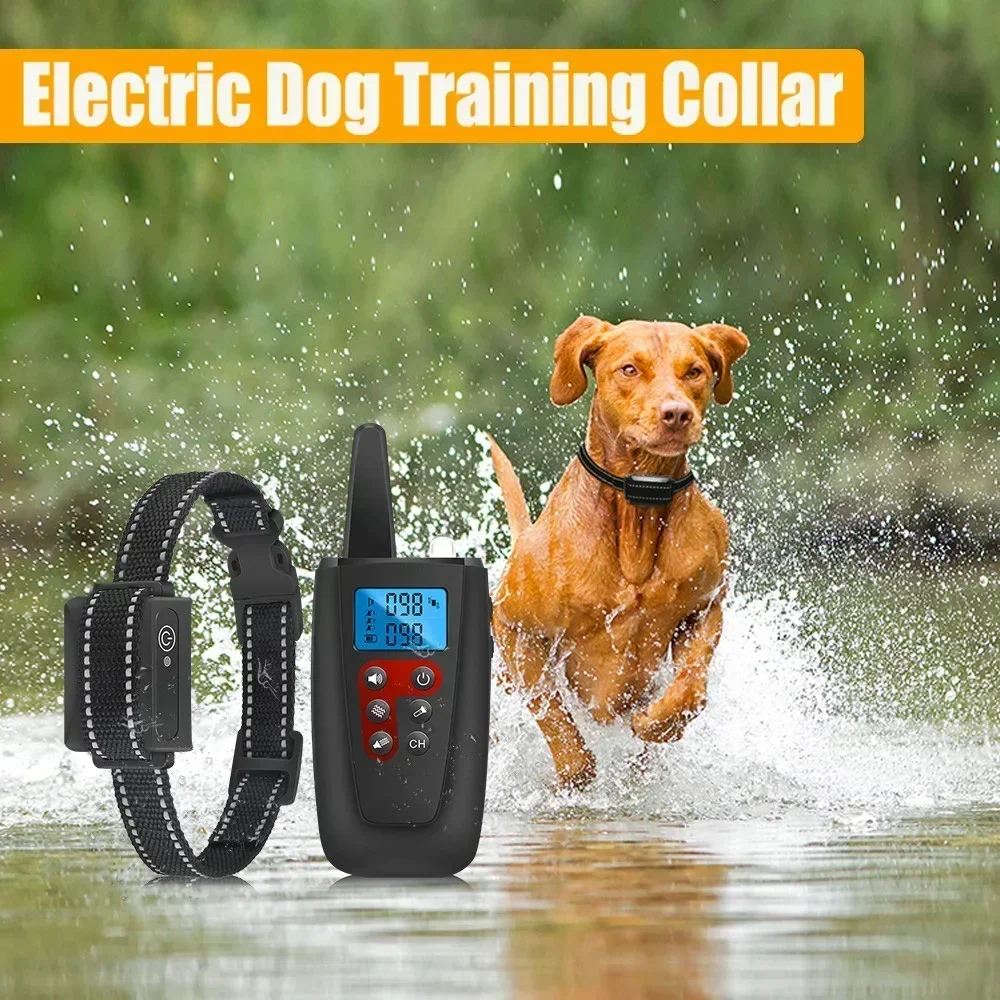 3300ft Range Dog Electric Shock Collar, Vibrating Dog Collar Anti Bark Device Waterproof Training Collar With Remote Transmitter