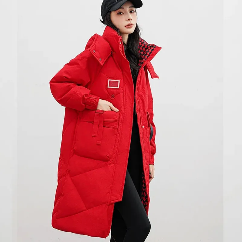 

New Women's Down Cotton Jacket Winter Warm Coat Female Korean Thick Padded Jackets Casual Detachable Hooded Parker Overcoat 3XL