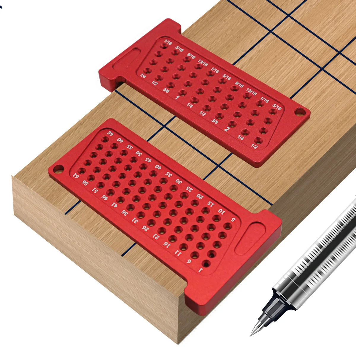 Woodworking Pocket Cross Calibration Marking Gauge, Aluminum T-Square Ruler Precision Hole Scribe for DIY Line Layout Measuring