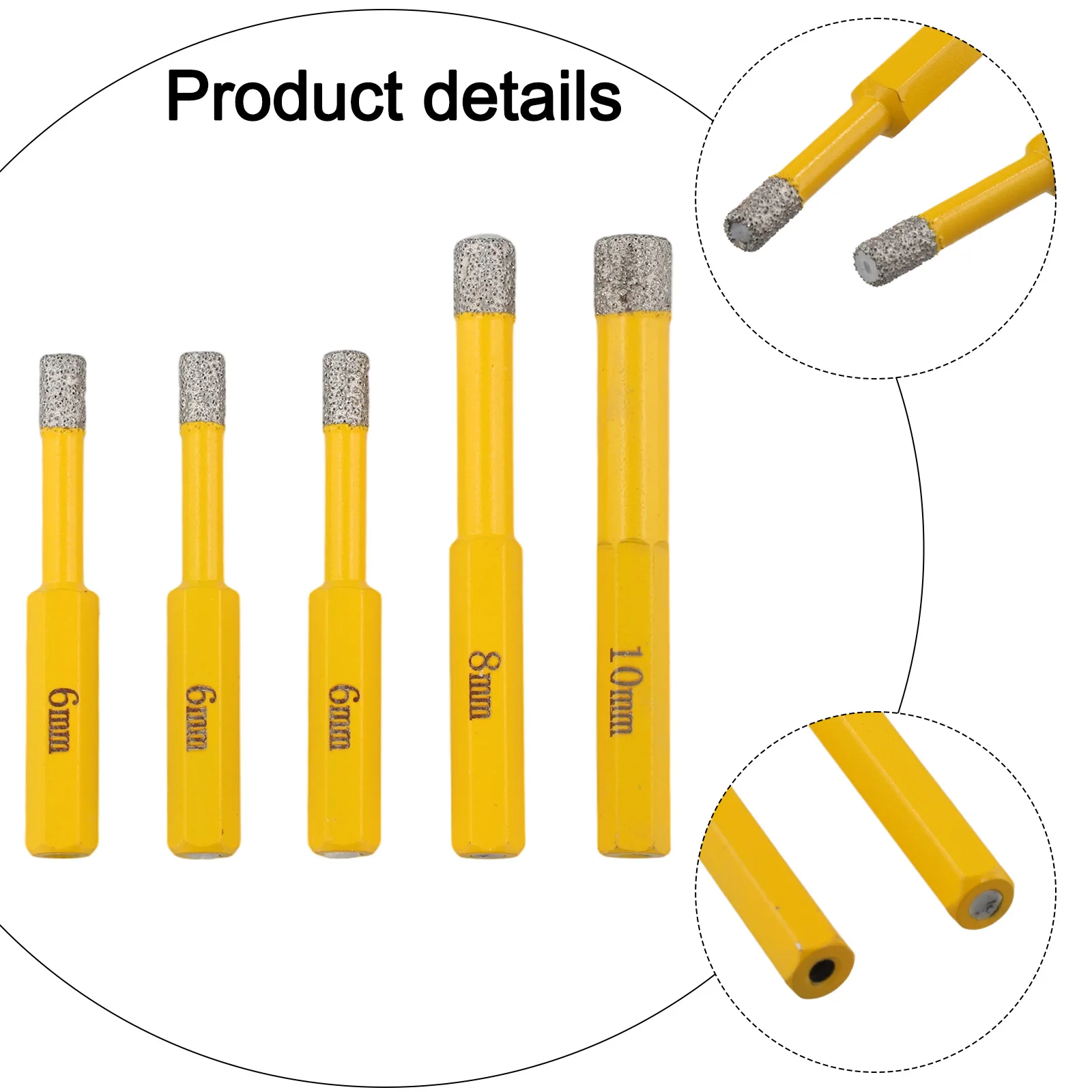 Punta da trapano Trapano per piastrelle a secco brasato Manico esagonale da 9,35 mm Processo di brasatura Cera rinfrescante incorporata Gioco a secco
