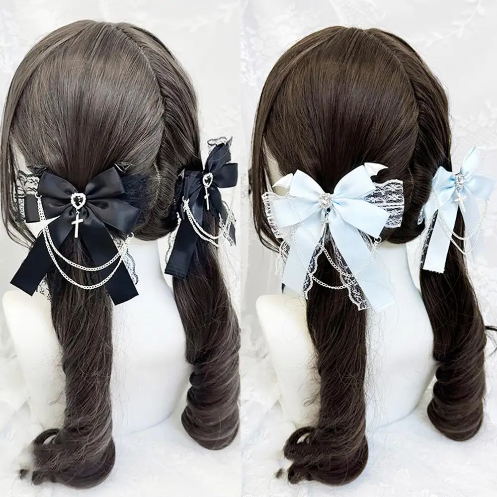 

1PC Sweet Cute Subculture Delicate Lace Bow Hairclip Fan Bow Decoration Pain Bag Decoration DIY Accessory Hair Jewelry