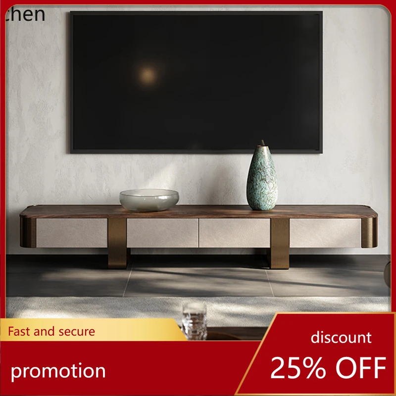 HT North American black walnut coffee table TV cabinet combination villa living room matching solid wood TV cabinet