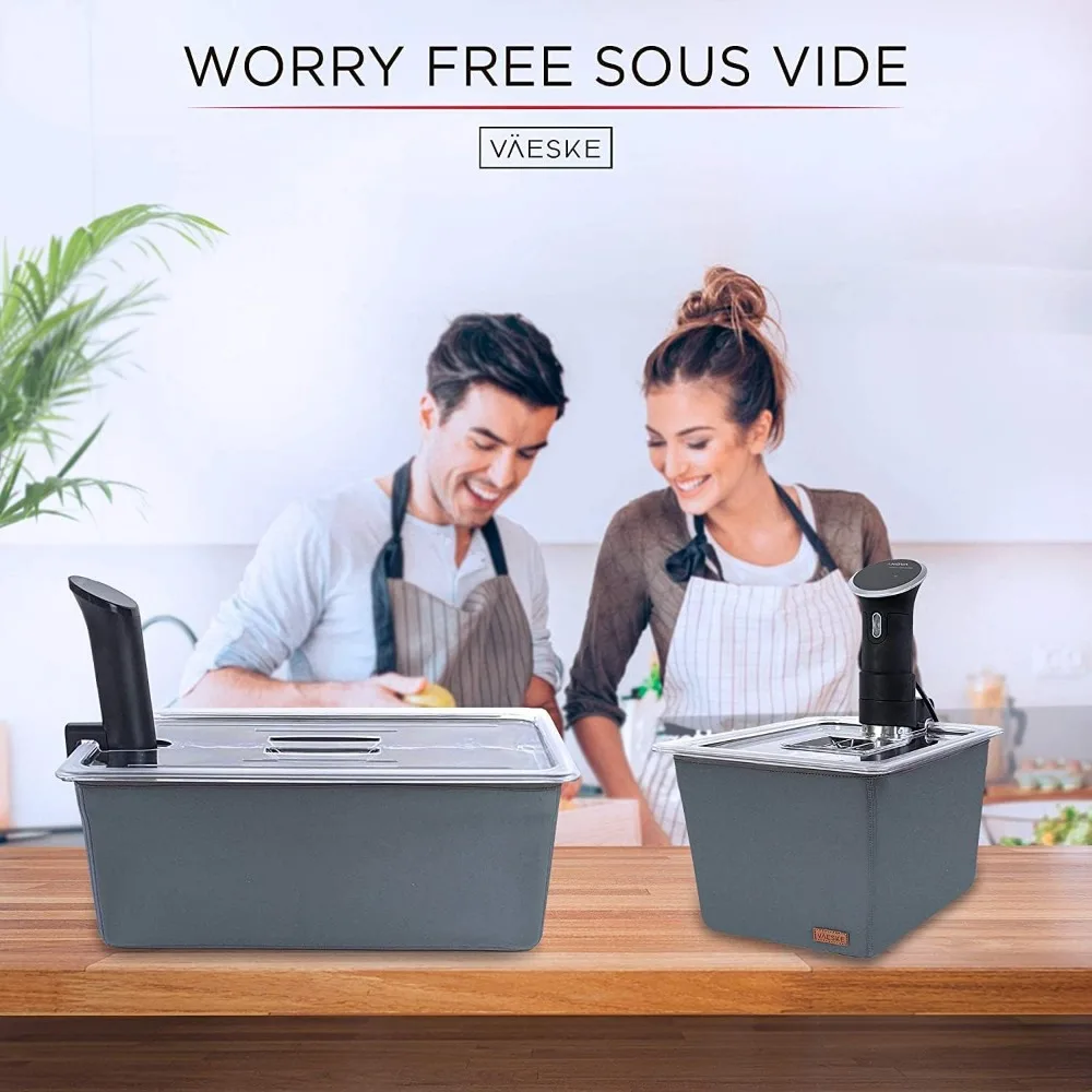 حاوية Sous Vide كبيرة بغطاء ، رففان وغطاء عازل ، نيوبرين ، تحتفظ بالحرارة ، متوافقة ، 26 كوارت