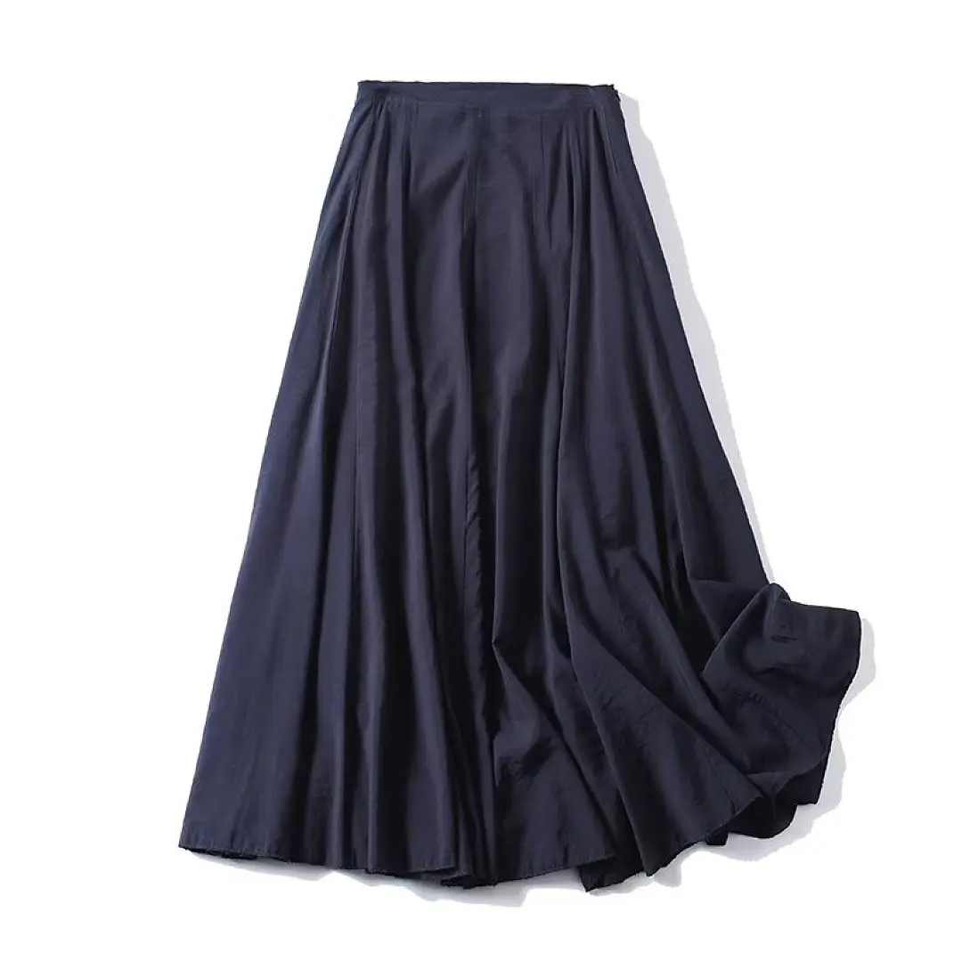 Maxdutti Fashion Elegant Women's Skirt Woman Clothing Faldas Skirts Female clothing British Minimalist Navy Blue Pleated Skirt