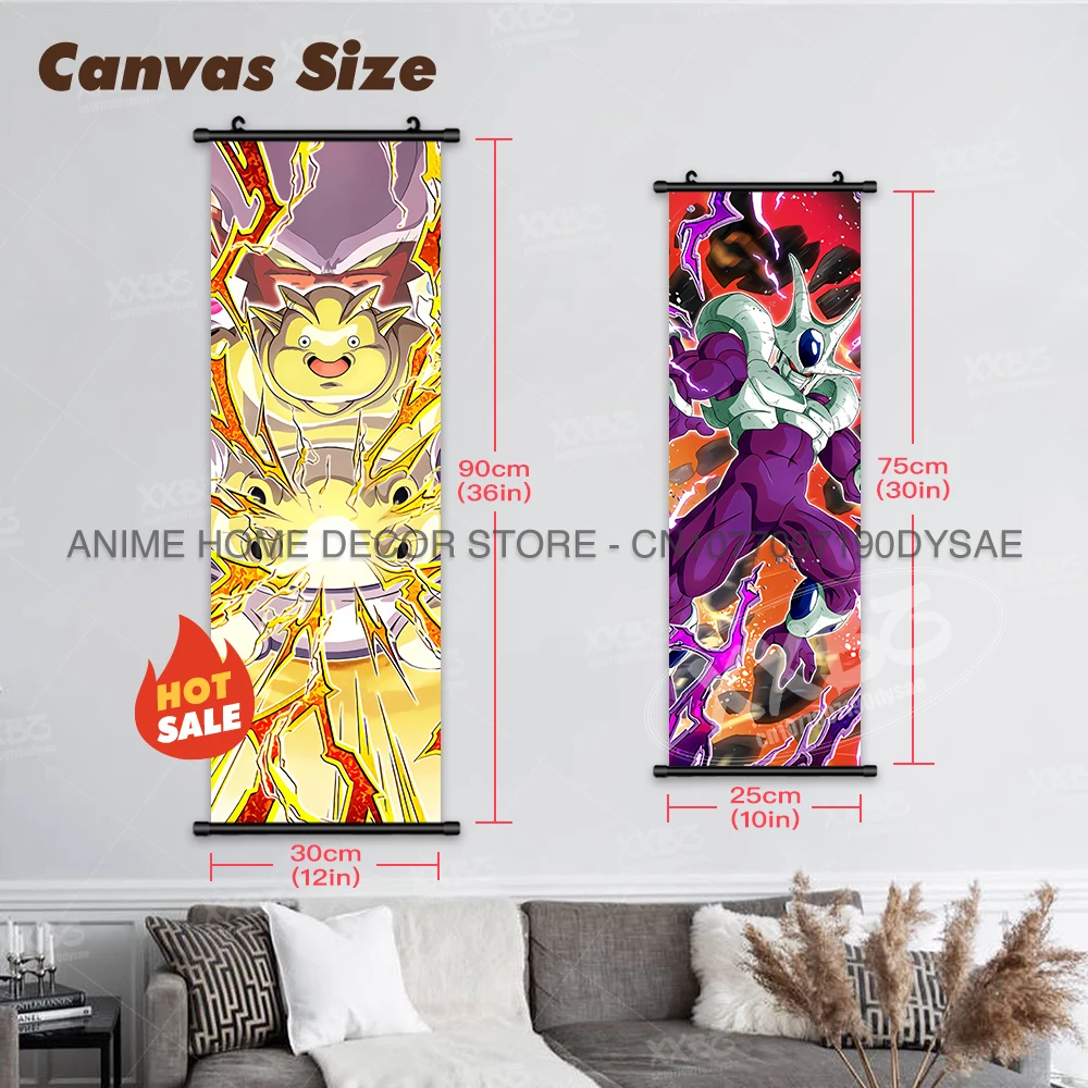 Dragon Ball Poster Kühler Tapete Anime Schriftrollen Bild Frieza Wandkunst König Kalte Wohnkultur Son Goku Hängende Malerei Krillin – Detail 4