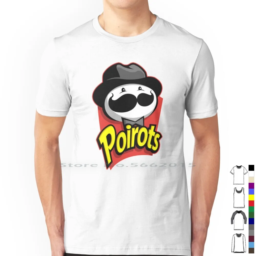 Poirots Mustache T Shirt 100% Cotton Agatha Christie Detective Hercule Poirot Literature Books Miss Marple Crime Murder Mystery