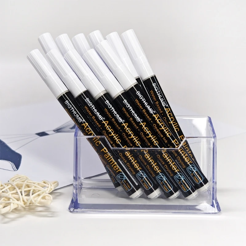 ปากกาอะคริลิคสีขาวปากกามาร์กเกอร์ปากการะบายสีอเนกประสงค์อุปกรณ์สำหรับการเขียนด้วยมืองานฝีมือแบบทำมือ