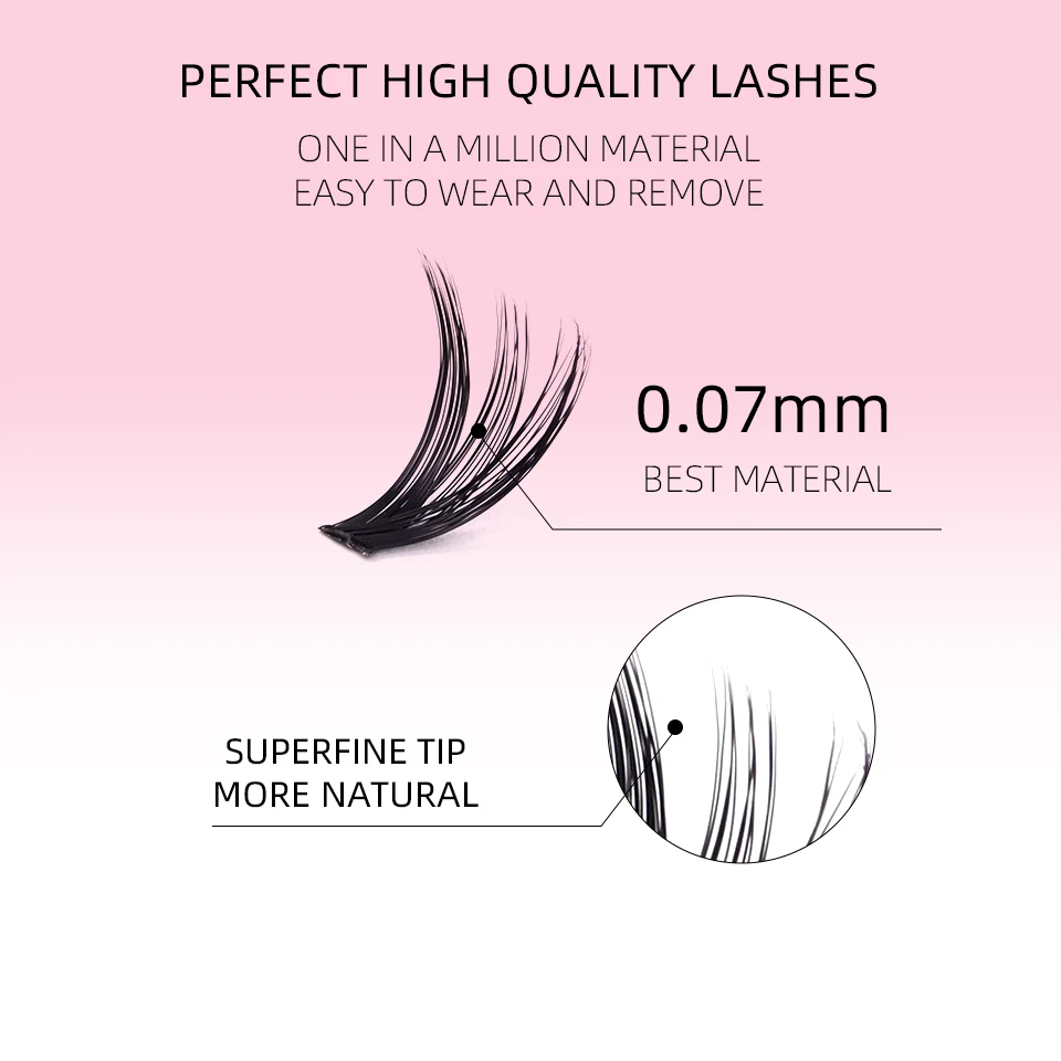 Kit de extensión de pestañas de 640 piezas 304050 D Lash Clusters D Curl Kit de pestañas individuales de 8-16 mm con unión y sello, pinzas y cepillo