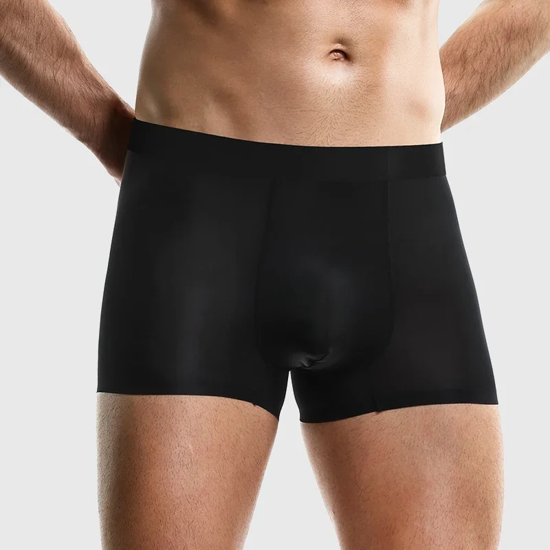 

5PCSMen's ice silk underwear, antibacterial and scratch-free, four-cornered flat pants, summer thin soles, men's sports and brea