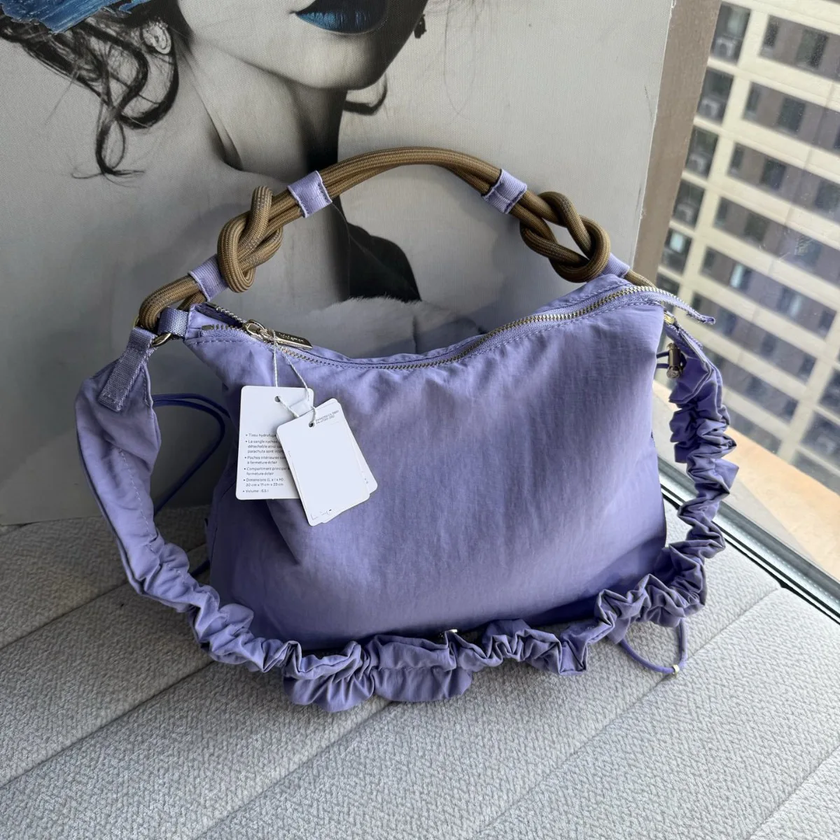 

New relaxed pleated bag with drawstring, single shoulder crossbody bag, commuting art cloud crossbody bag, armpit bag