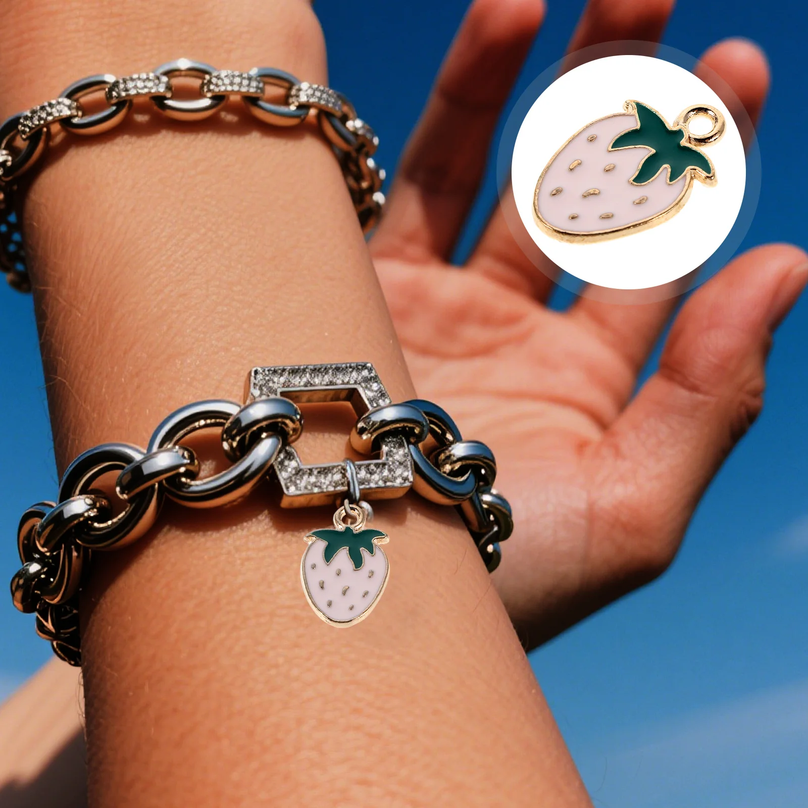 

50 шт., подвески в виде клубники из сплава, мини-подвески, изготовление ювелирных изделий своими руками для ожерелья, браслетов, серег, брелоков, аксессуаров