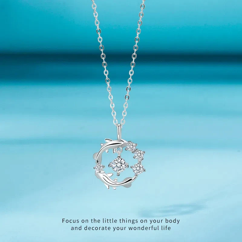 

S925 Sterling Silver Necklace Women's Fashion Trend Design Koi Pendant Chain Jewelry Best Friend Birthday Gift