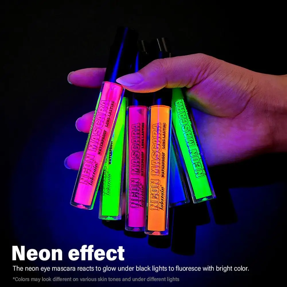 Halloween Fluoreszenz Farbige Mascara Cosplay Lange Stick Dichten Wimpern Curler Leichte Dauerhafte Wimpern Mascara Glatte Cu W8W5