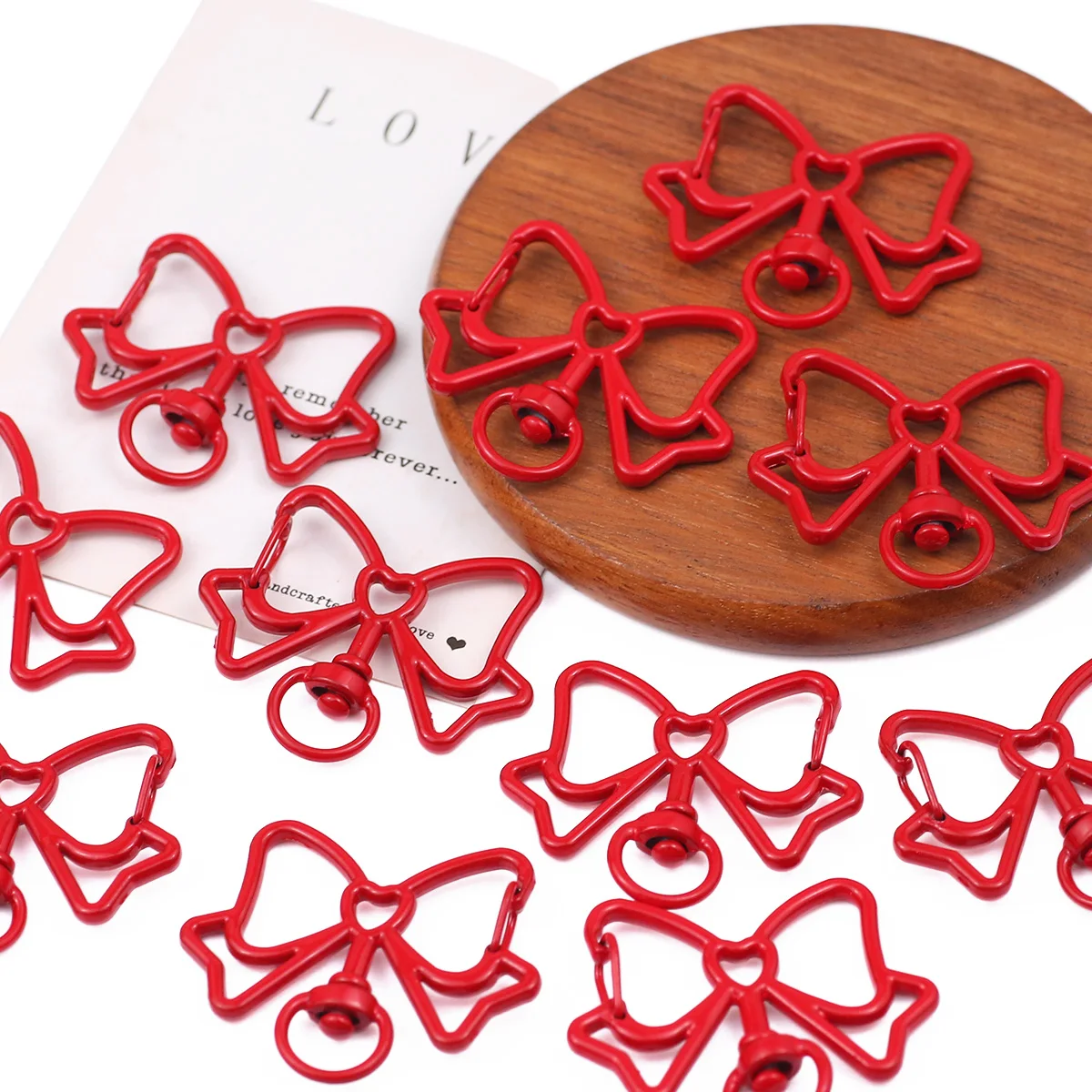 

40mm Zinc Alloy Bow Clasp Red Handmade DIY for Jewelry Making Bags Wallets Keychains Link Accessories