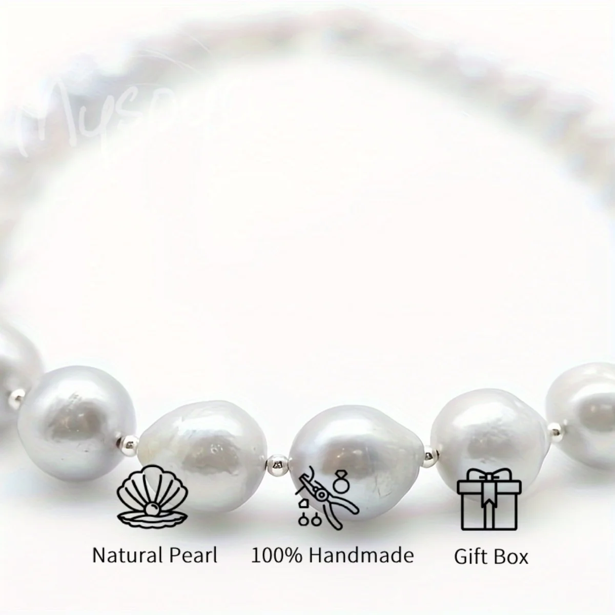 MYSOYA 11-13 مللي متر قلادة لؤلؤ المياه العذبة الرمادية اديسون مع صندوق هدايا هدية مثالية لحفلات الزفاف وأعياد الميلاد وعيد الميلاد والعام الجديد